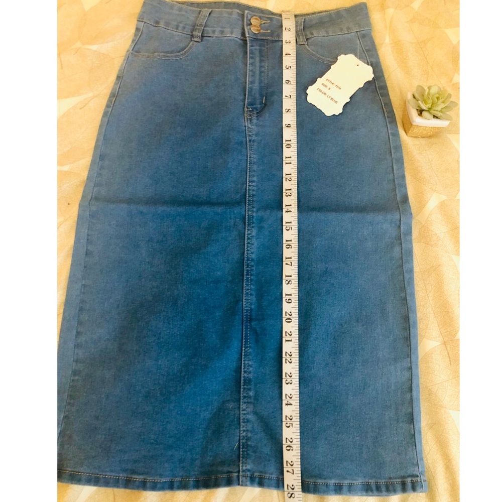 Blue Stretchy Denim Skirt - Picture 4 of 6